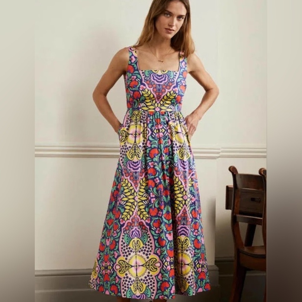 Boden Square Neck Midi Dress US 8